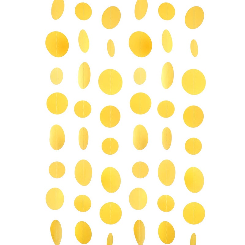 Weven Yellow Paper Garland Circle Dot Party Banner Streamer Backdrop Hanging Decorations, 20 Feet in Total - Image 1